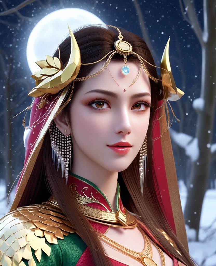 <lora:660-DA-XL-武改乾坤-慕芊芊:0.8>(,1girl, ,best quality, ),looking at viewer,  ultra realistic 8k cg, picture-perfect face,   clean, masterpiece,     cinematic lighting, cinematic bloom, fantasy,  , unreal, science fiction, ((,1girl, pov,))(((,tree, 1girl, full moon,snowing,snow ,solo,     solo focus,  long_hair, looking_at_viewer,  )))  (rich:1.4,)     prestige, luxury, jewelry, diamond, gold, pearl, gem, sapphire, ruby, emerald, intricate detail, delicate pattern, charming, alluring, seductive, erotic, enchanting, hair ornament, necklace, earrings, bracelet, ,