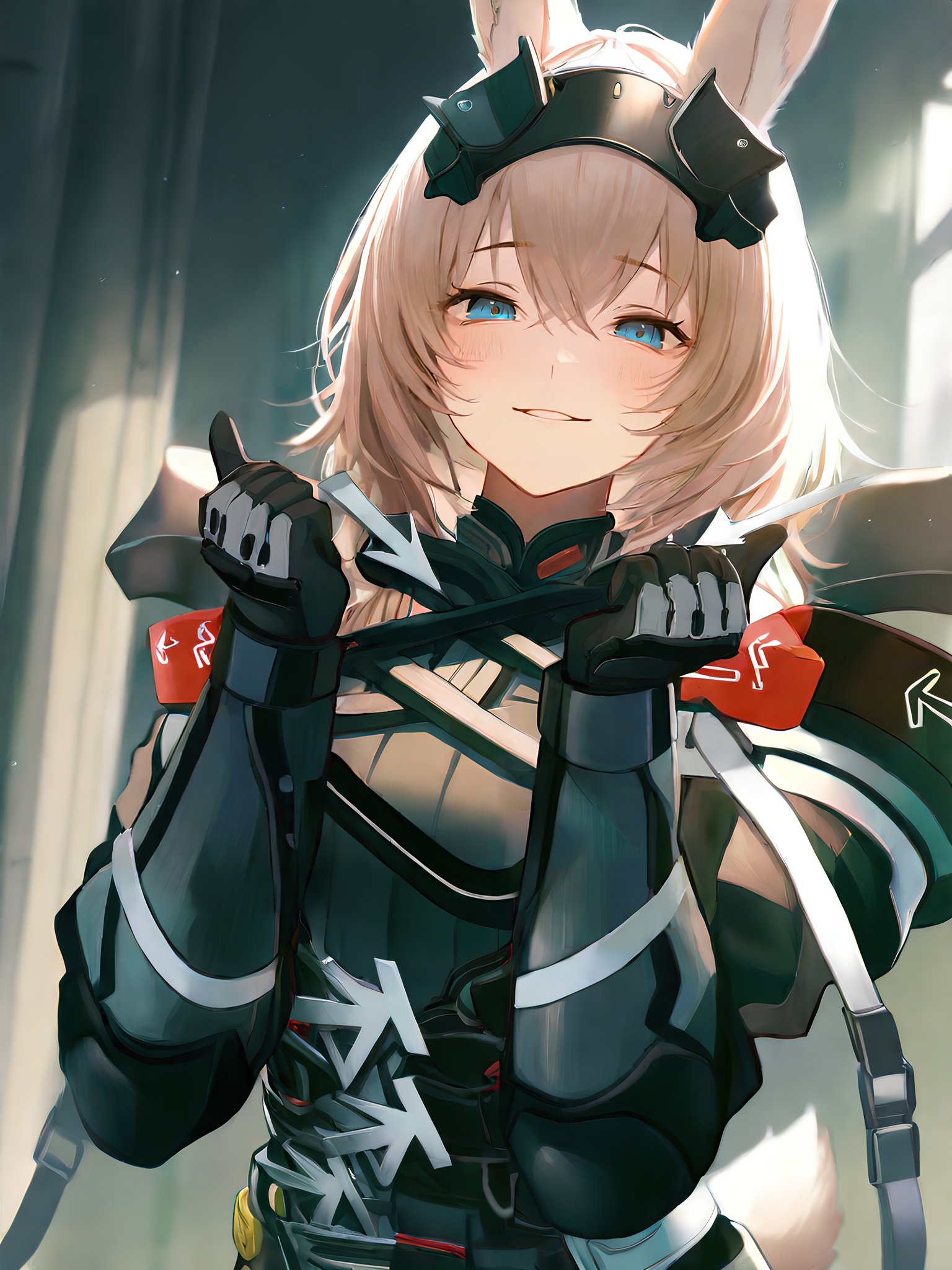 Avywenna,  girl with long rabbit ears,  short light brown hair with bangs on Tensor.Art