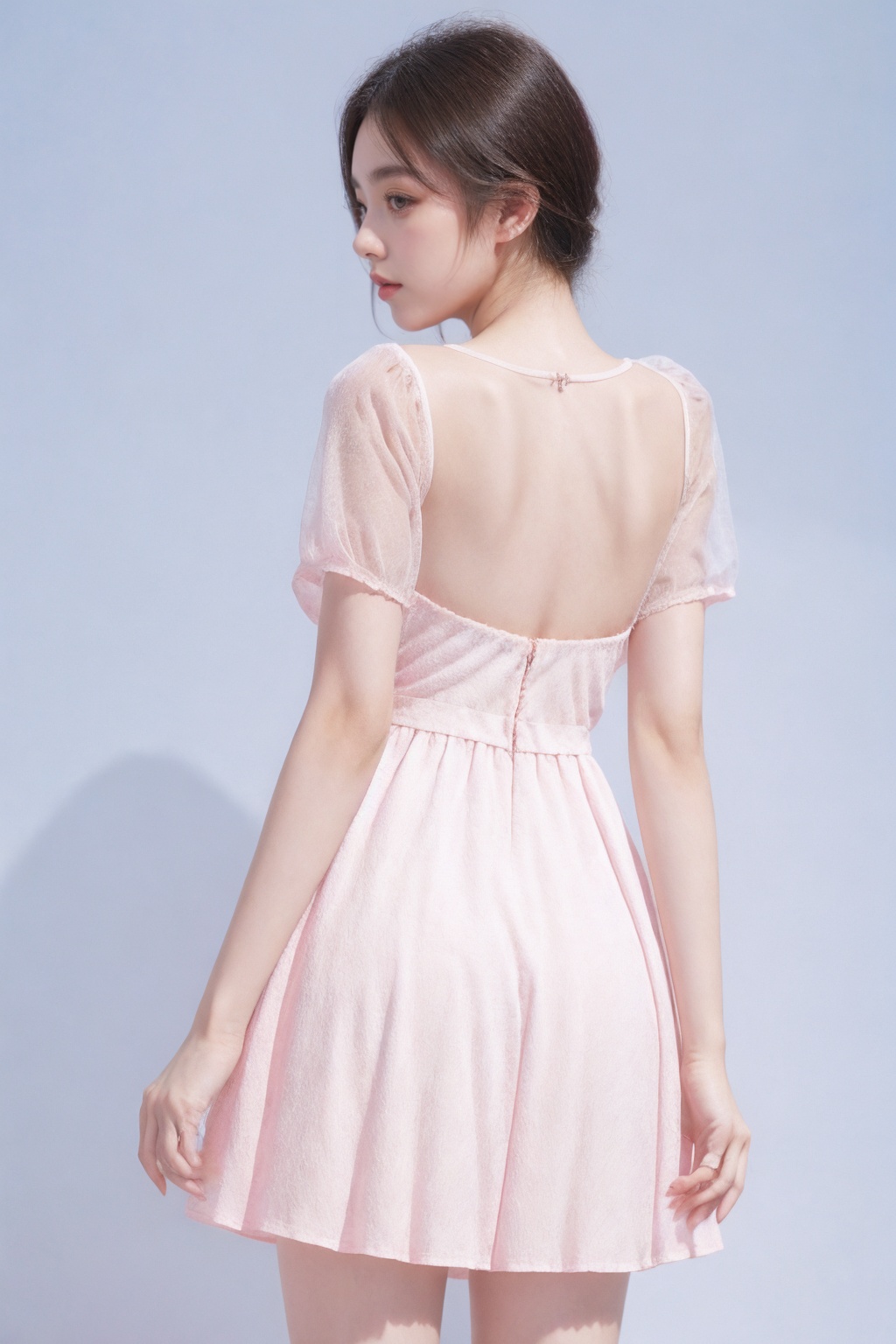 girl,Again_Dress_v1,from behind,see-through dress,<lora:Again_Dress_v1:1>simple background, 