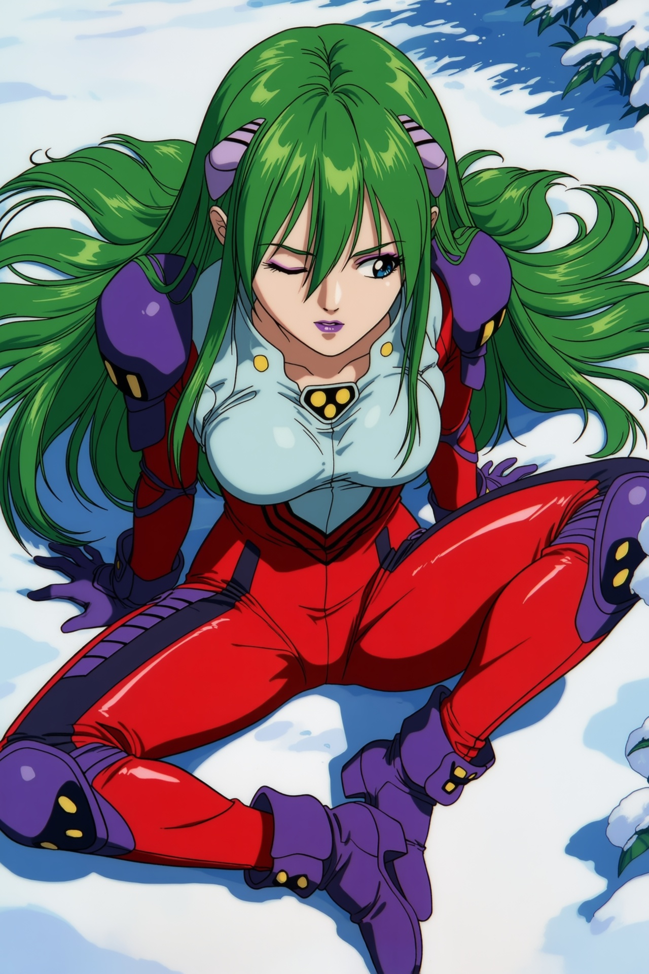 Emilia_Jenius,  green hair,  long hair on Tensor.Art