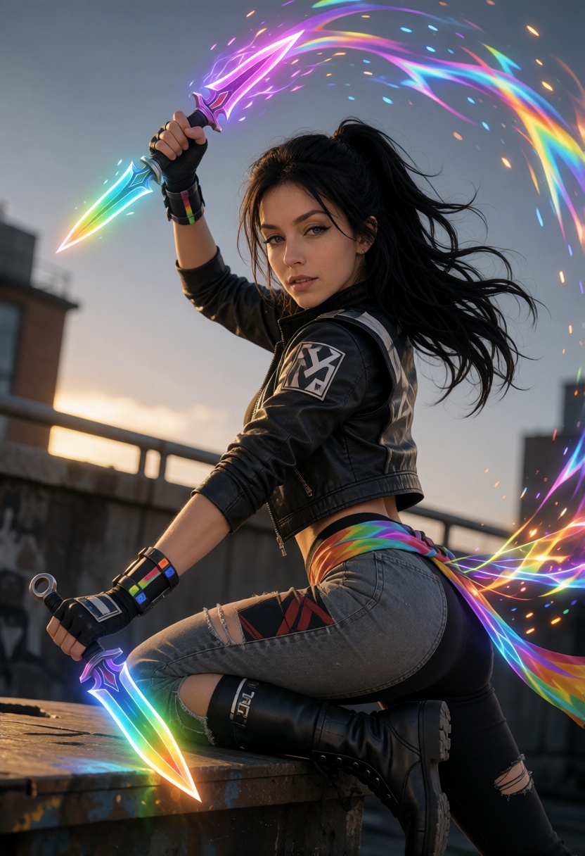 MaraX,  jet-black hair styled in a half-up half-down hairstyle,  ninja girl on Tensor.Art