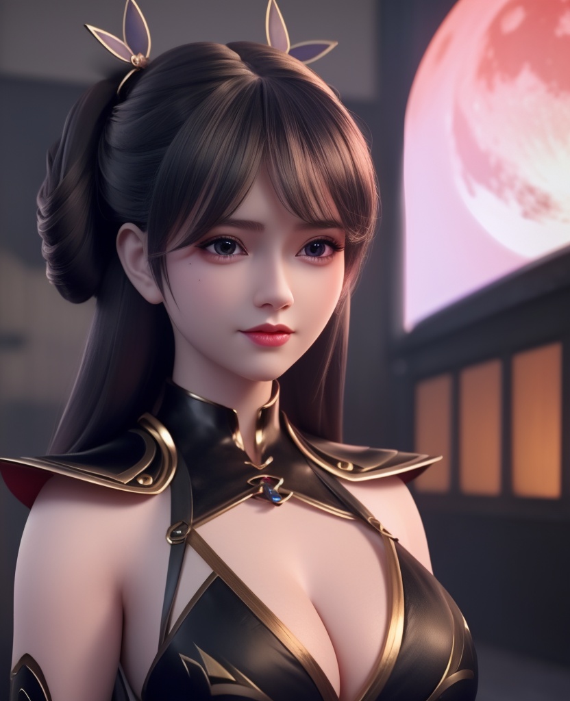 <lora:666-DA-斗破苍穹-韩雪:0.8>(,1girl, ,best quality, ),looking at viewer,  ,,ultra detailed background,ultra detailed background,ultra realistic 8k cg,, ,masterpiece, (( , )),, ,science fiction,mole, ,    ,red moon, black rose,     (cleavage), (),