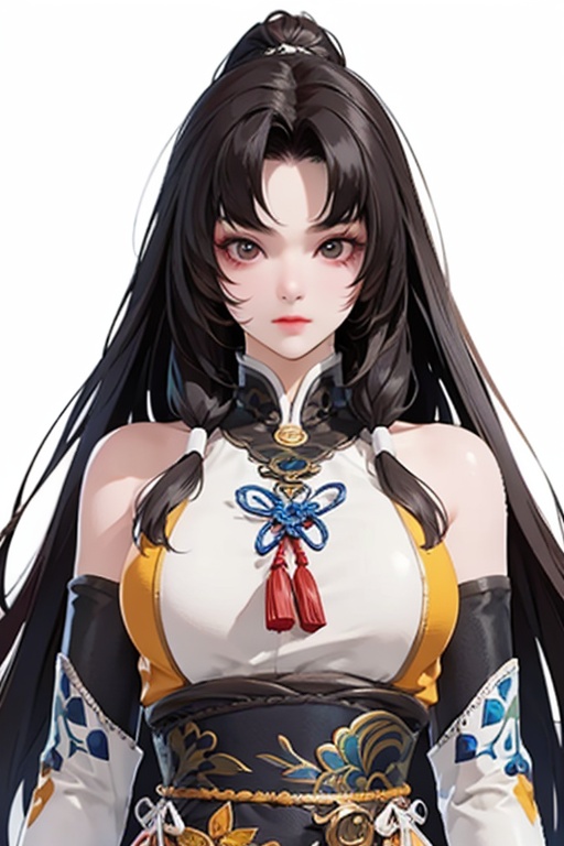 front view,(white background:1.2),hutao,breasts,upper body,looking at viewer,1girl,solo,closed mouth,Best quality,masterpiece,ultra high res,<lora:hutao1rhuazhi:0.75>,