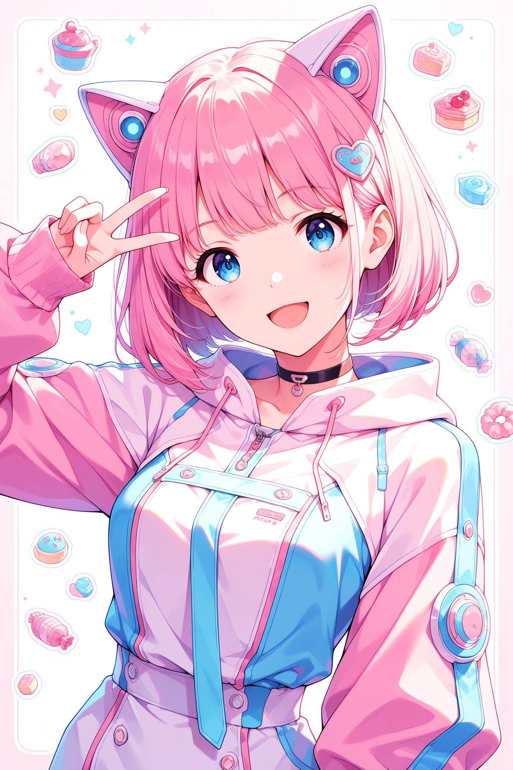 pastel colors theme,  cute 1girl,  blue eyes on Tensor.Art