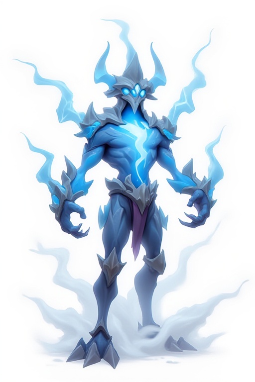 Fantasy monster,a simple white background,A Lightning element