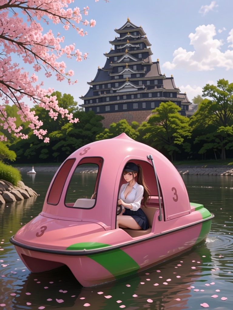 peach boat,  pink boat,  roof boat on Tensor.Art