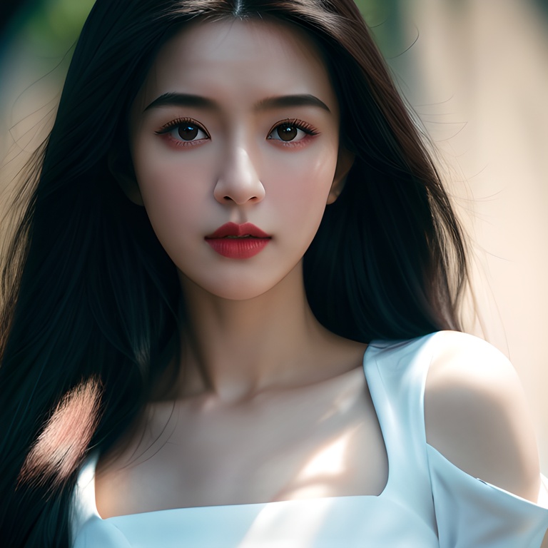 1girl,white top,(full body:1.1), (perfect eyes, beautiful face and black eyes:1.3, natural skin), (details:1.1), photorealistic, ultra realistic,32k,RAW photo, 8k uhd, dslr, high quality, film grain,, A photograph showcasing Zhang Jingna's style,(Zhang Jingna's signature style),ethereal and dreamlike subjects,rich and nuanced color palettes,(emotional depth),elegant compositions,artistic lighting, <lora:柒月-超真实高级脸美女:0.8>