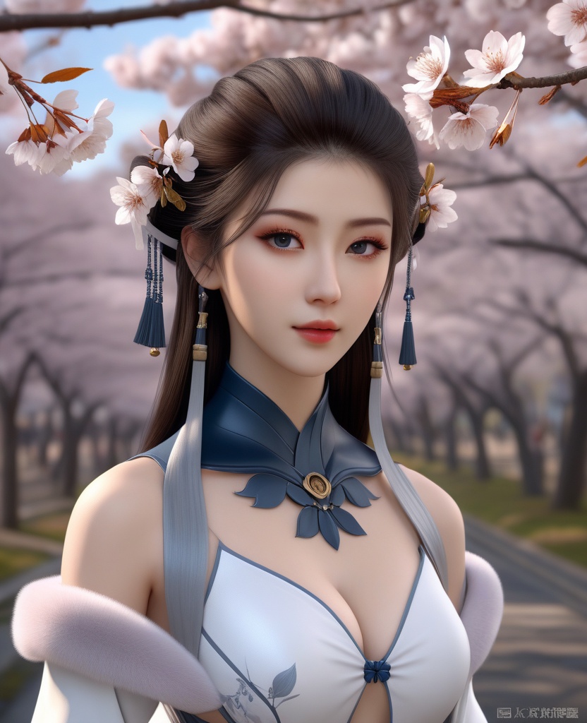 <lora:588-DA-XL-梦塔·雪谜城-白亦君:0.8>(,1girl, ,best quality, ),looking at viewer,  ,ultra detailed 8k cg,ultra detailed background,ultra realistic 8k cg, ,masterpiece, (( , )),, ,science fiction,mole, ultra realistic 8k cg, ,    ,(,cherry blossoms, autumn leaves,perfect cherry blossom,   ), (cleavage),
