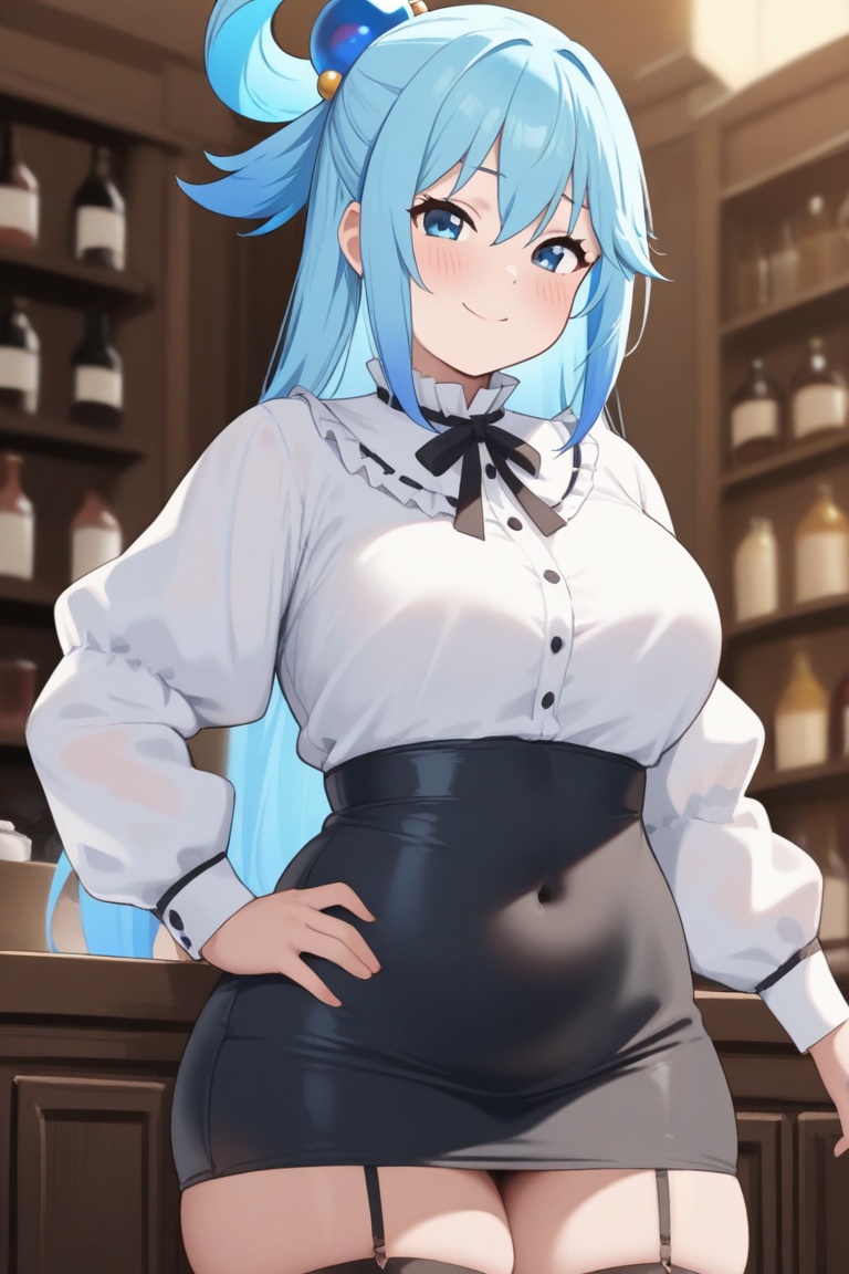 aqua \(konosuba\),  1girl,  long hair on Tensor.Art