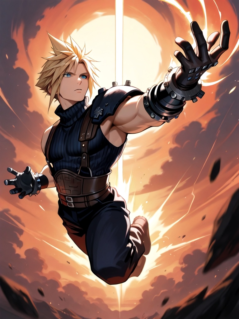 1boy,  cloud strife,  general on Tensor.Art