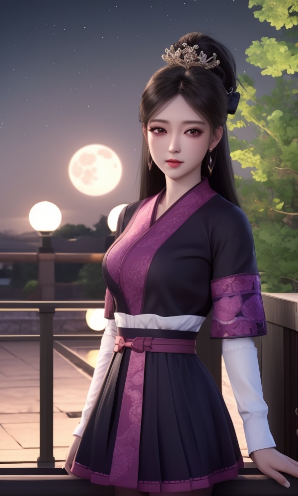 (,1girl, ,best quality, ),looking at viewer, <lora:385-DA-永生-方清薇:0.8> ,ultra detailed background,ultra detailed background,ultra realistic 8k cg,, ,masterpiece, (( , )),, ,tamari \(flawless\),  ,   cure blossom, full moon,night,night sky,  (()), (), ,,
