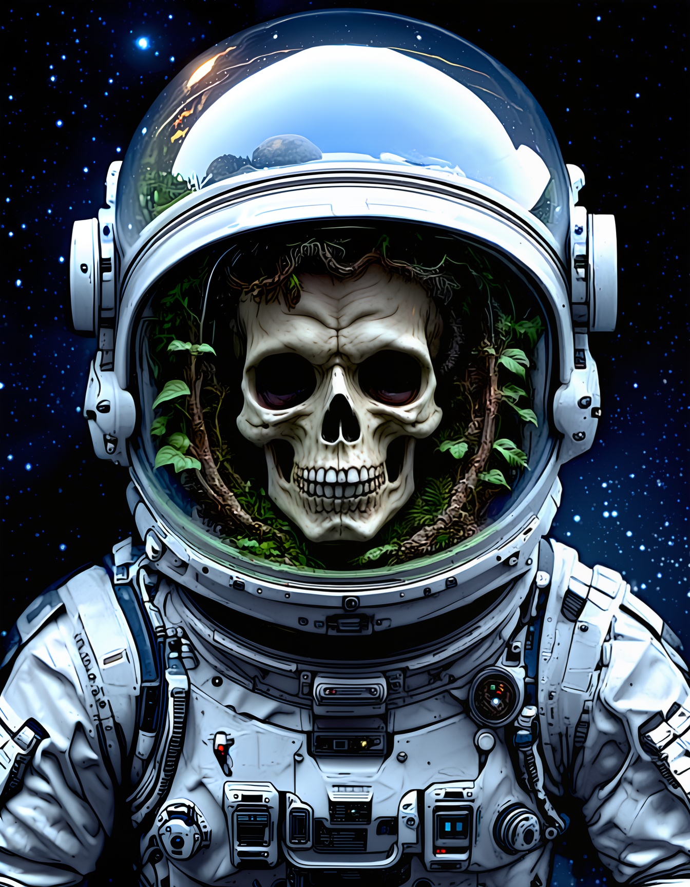 Ultra-detailed,  highly realistic,  astronaut with skeletal face on Tensor.Art