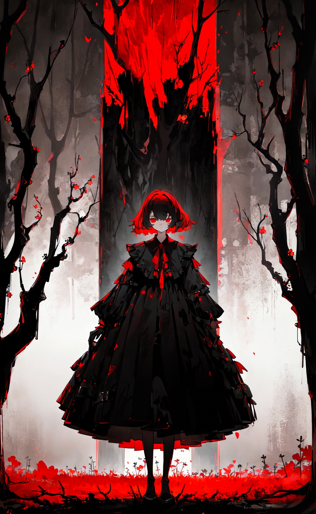 masterpiece,  best quality,  girl standing under the dead tree on Tensor.Art