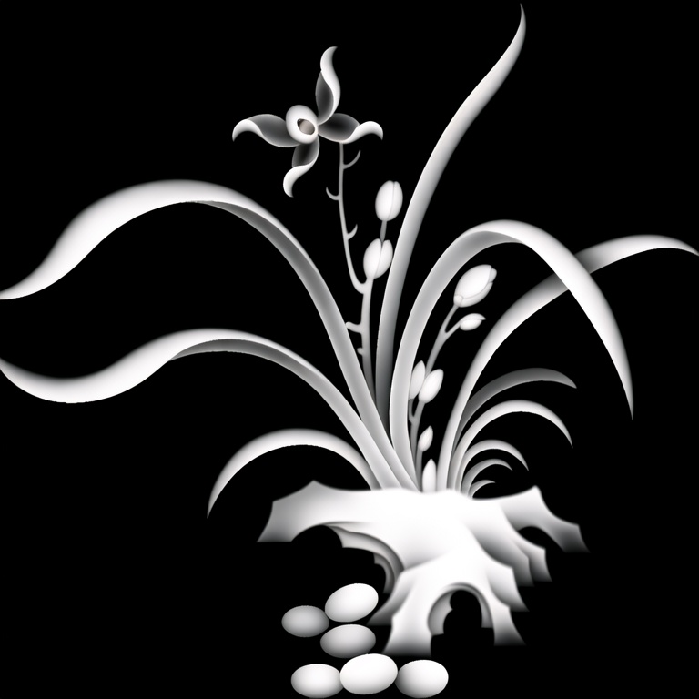 greyscale,  flower,  orchid by 无边落木 on Tensor.Art