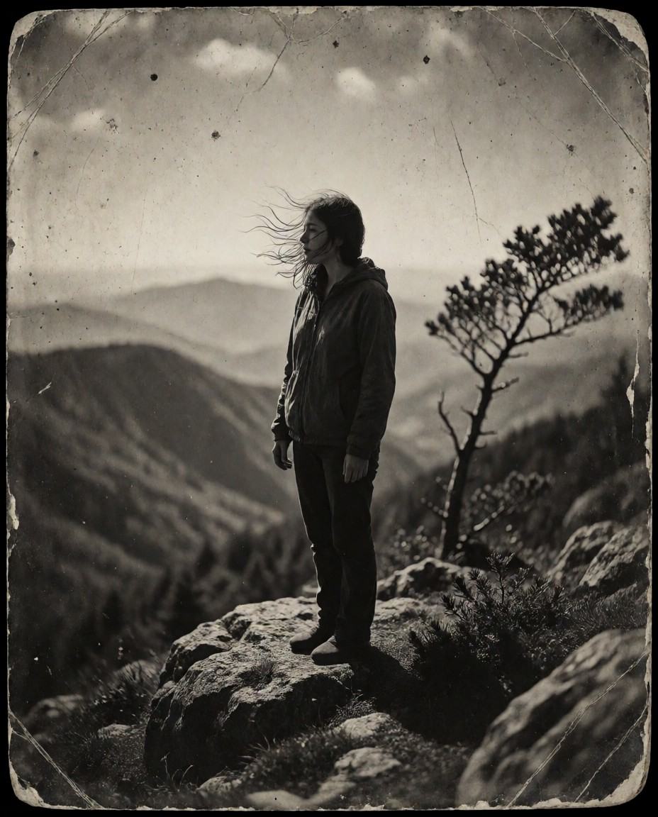 analog_feel,  a quiet,  aged mountain portrait on Tensor.Art