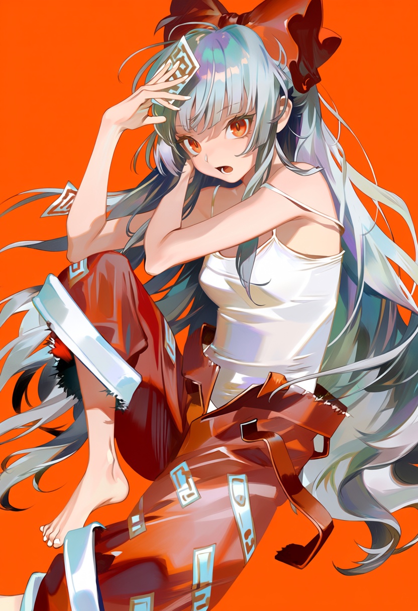 1girl,  fujiwara no mokou,  long hair on Tensor.Art