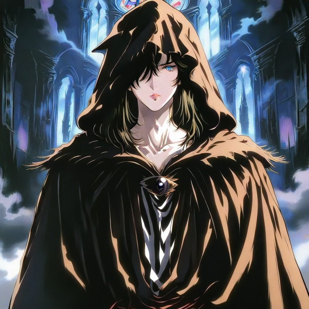 Dark fantasy retro melancholic illustration,  pale character with tired eyes,  dim torchlight on Tensor.Art