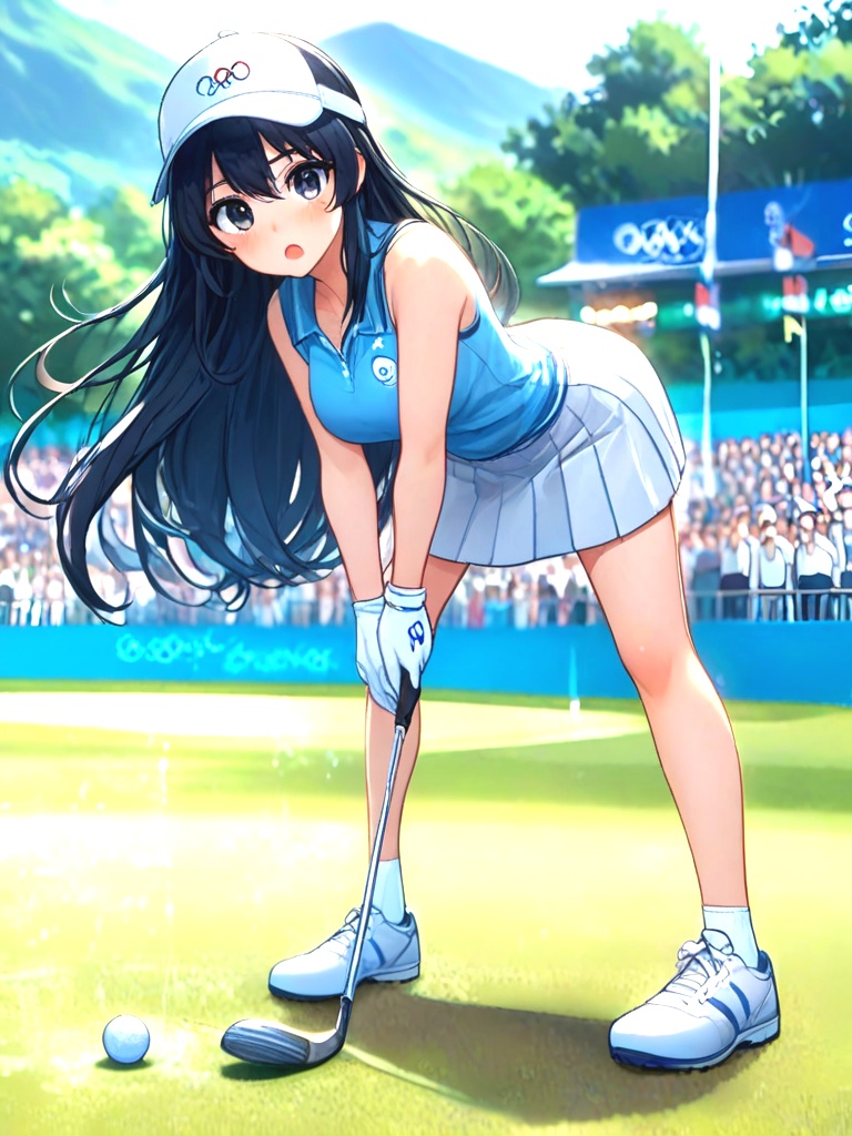 source_anime,  playing golf,  holding golf club on Tensor.Art