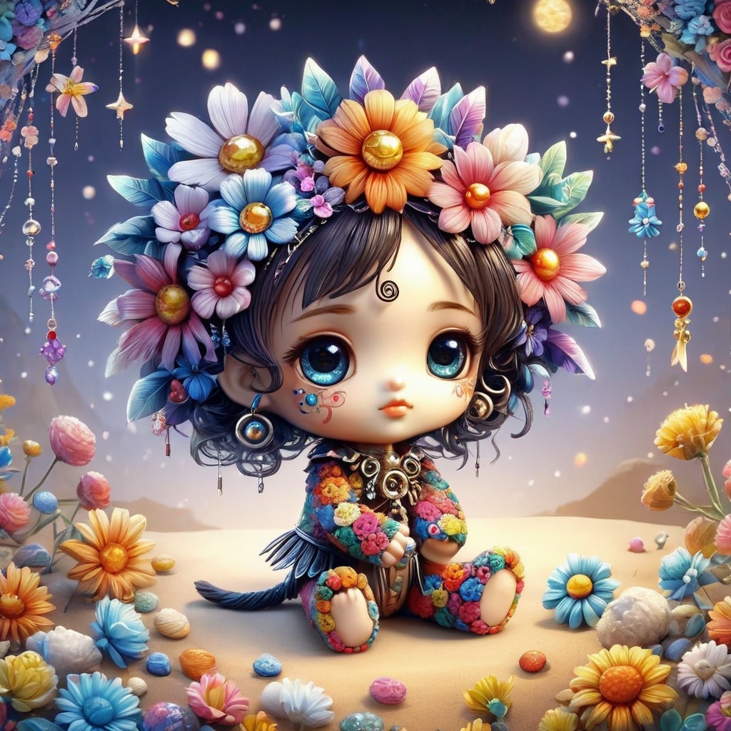 zhibi a picture of the cutest and most adorable fantasy thing you ever laid your eyes upon,there is nothing in this world that could be more playful and gentle natured,its so small and so heartbreaking that its to hard to look away,its shiny big eyes could melt any soul,how could you ever manage to look away from the cutest and most chibi thing that ever was and ever will be,you could cry even thinking about leaving this adorable cute little helpless thingy alone,if you ever look away something terrible will happen so don't do it... oh and by the way,its a ( voodoo doll cursing your soul),poakl flower style,<lora:poaklflowerstyle-000009:1.0>,