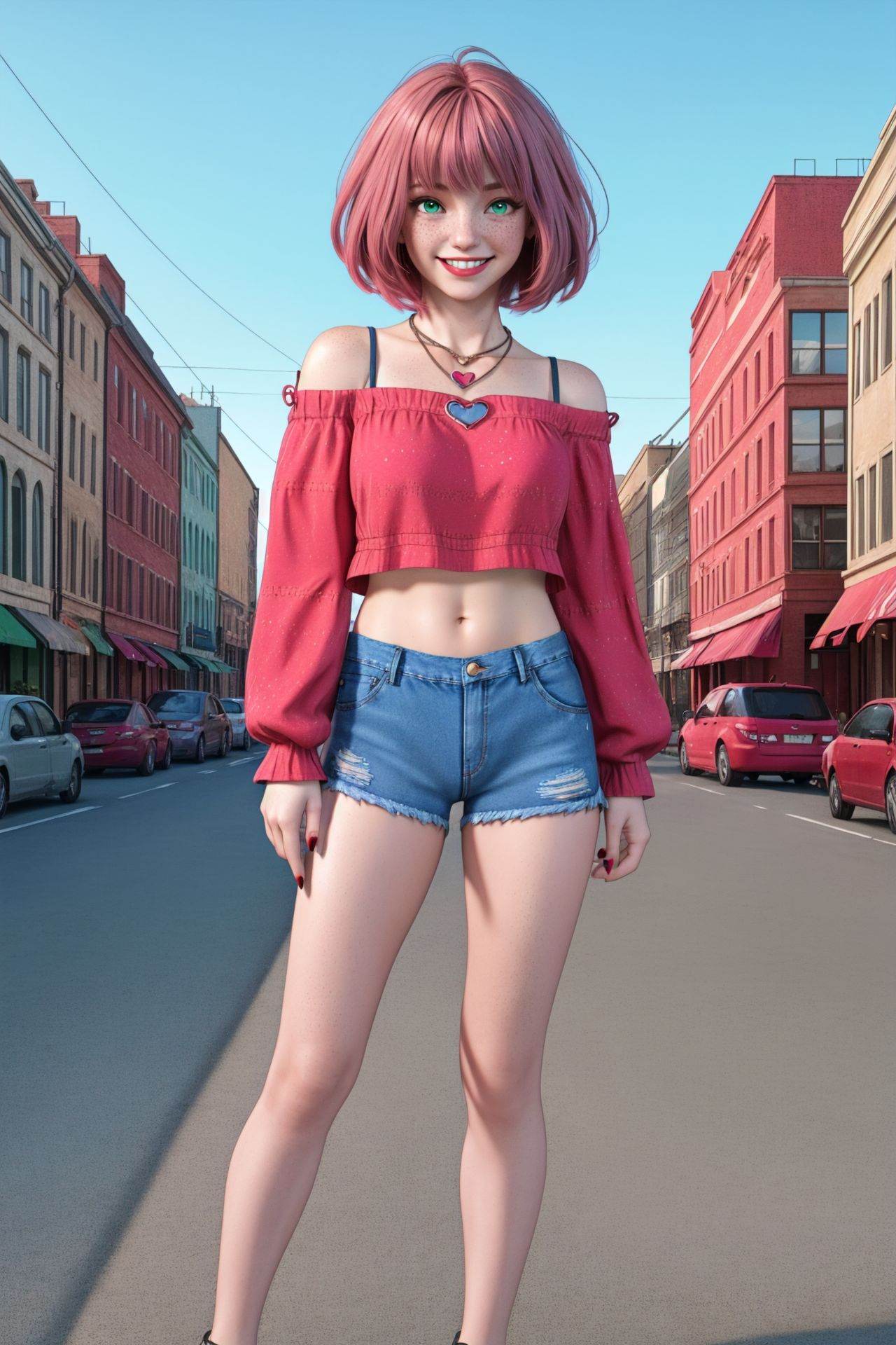1girl,  redhead,  pink hair on Tensor.Art