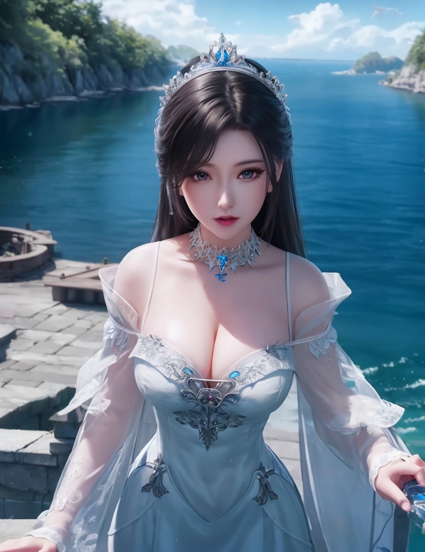 <lora:520-DA-诛仙CG-陆雪琪:0.8>(,1girl, ,best quality, ),looking at viewer,ultra detailed background,ultra detailed background,ultra realistic 8k cg, ,masterpiece, (( , )),     ,castle,     (hydrokinesis),  (cleavage), (),