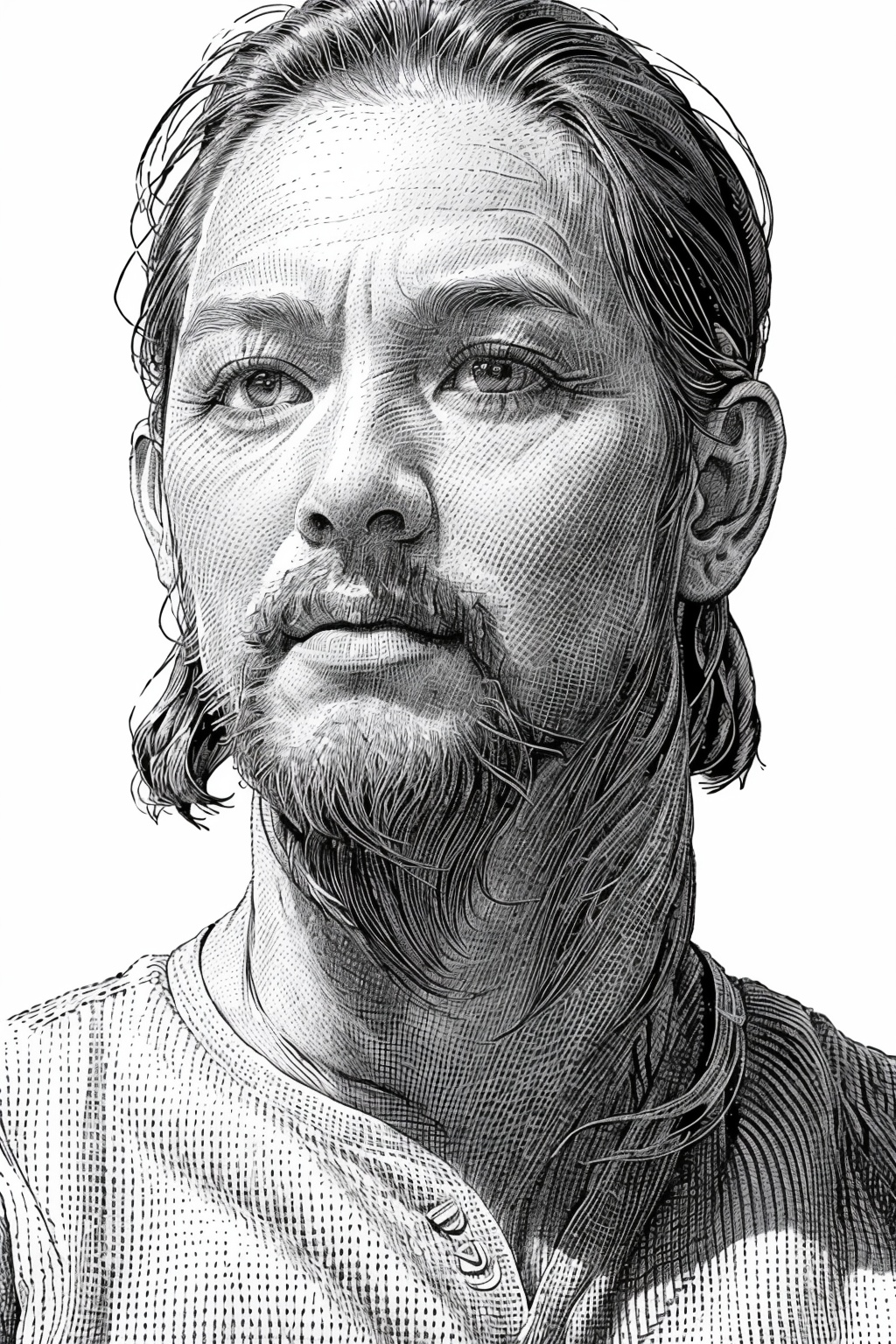 Needle drawing,close-up,portrait,front,middle aged man,greyscale,monochrome,solo,white background,simple background,masterpiece,best,<lora:LB_Needle_v1.0:1>,