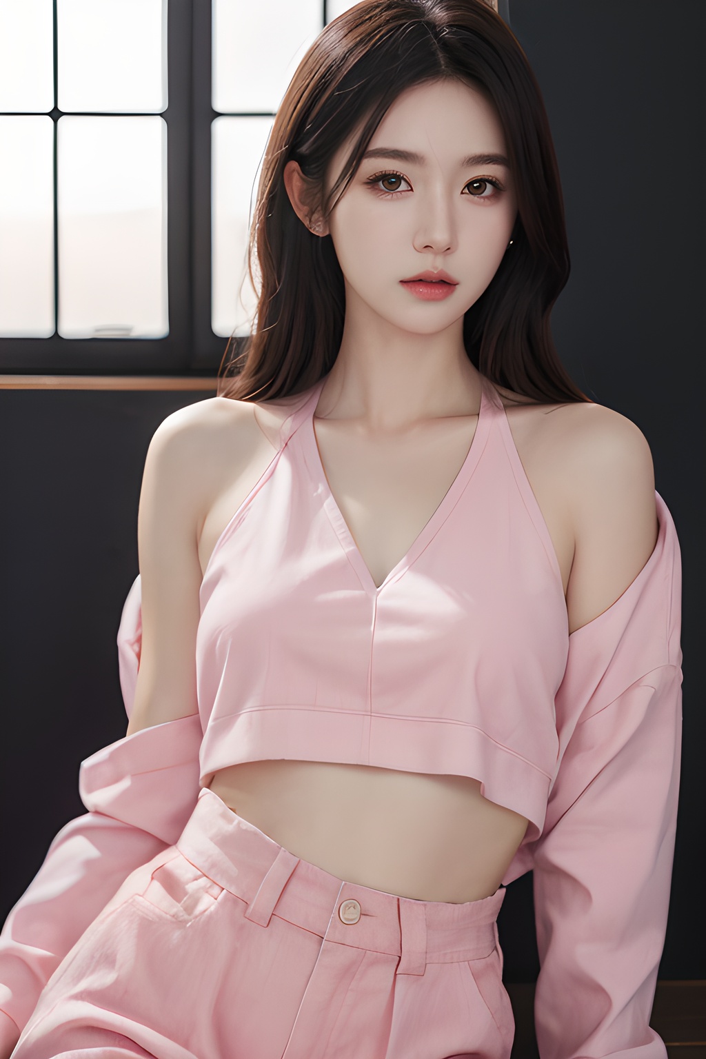 <lora:0812_10:0.6>,simple background,pink cloth, 1girl,realistic,masterpiece, best quality, photorealistic, HDR,detail