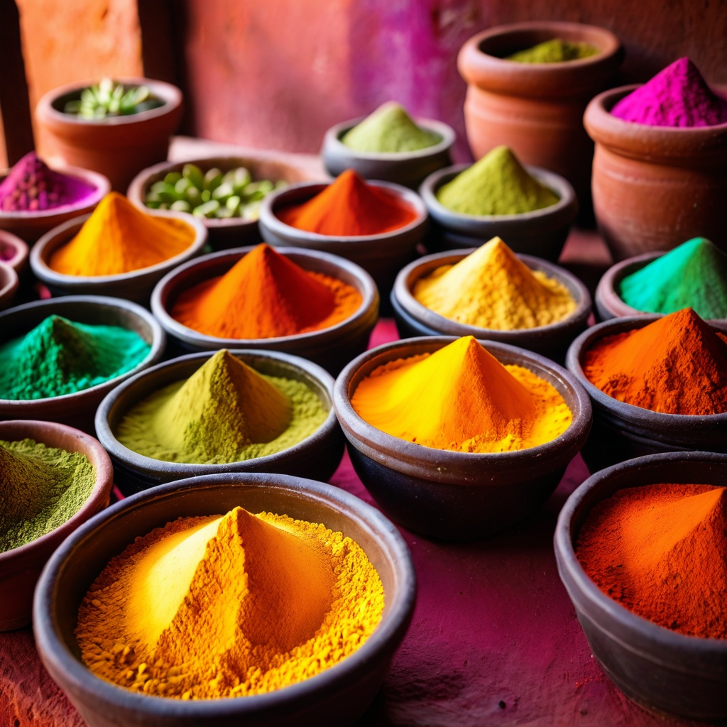 sceneindiaspice,  a small potted succulent,  Indian spice market stall on Tensor.Art
