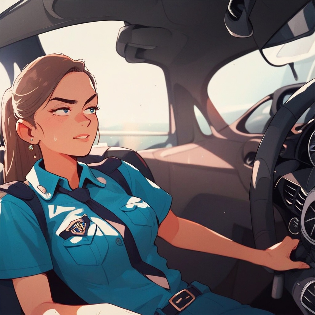 cute police woman driving her squad carscore_8_up on Tensor.Art