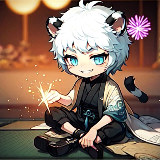 Hu,  fireworks,  animal ears by 叨叨叨 on Tensor.Art