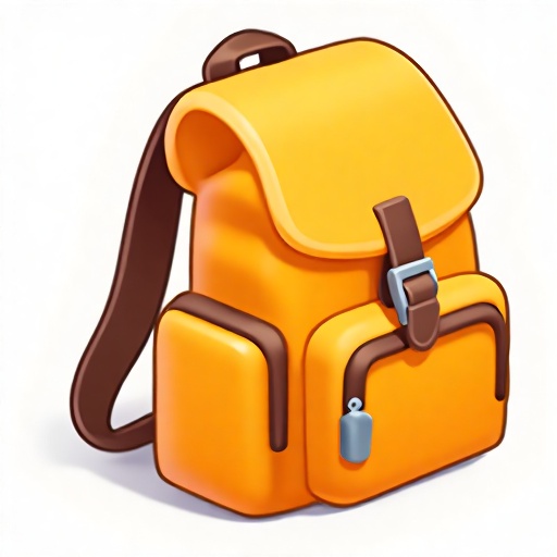Cartoon icon,Cartoon icon,(a backpack:1.5),bird's eye view.,