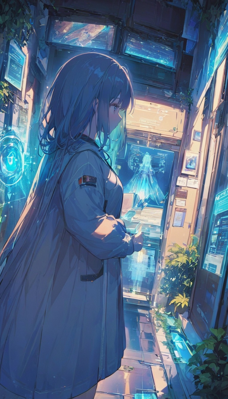 hologram_art_style,hologram,1girl,scenery,reflection,science fiction,fantasy,holographic interface,planet,fake screenshot,spacecraft,<lora:lora.by_tusi:0.7>,
