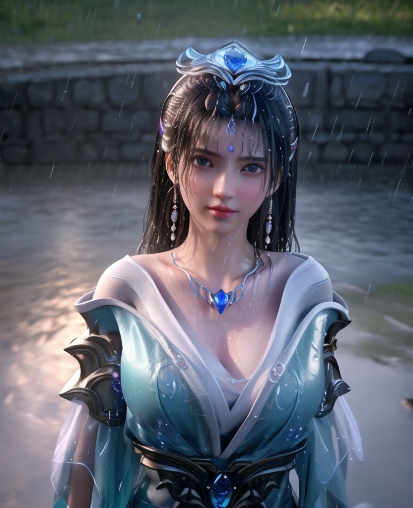 <lora:568-DA-星辰变-姜妍:0.8>(,1girl, ,best quality, ),looking at viewer, ,ultra detailed 8k cg, ultra detailed background,  ultra realistic 8k cg,          cinematic lighting, cinematic bloom, (( , )),,  , unreal, science fiction,  luxury, jewelry, diamond, pearl, gem, sapphire, ruby, emerald, intricate detail, delicate pattern, charming, alluring, seductive, erotic, enchanting, hair ornament, necklace, earrings, bracelet, armlet,halo,masterpiece, (( , )),, realistic,science fiction,mole, ,cherry blossoms,(((, , ultra high res, (photorealistic:1.4), raw photo, 1girl, wet clothes, rain, sweat, ,wet, )))(( , ))   (cleavage), (),