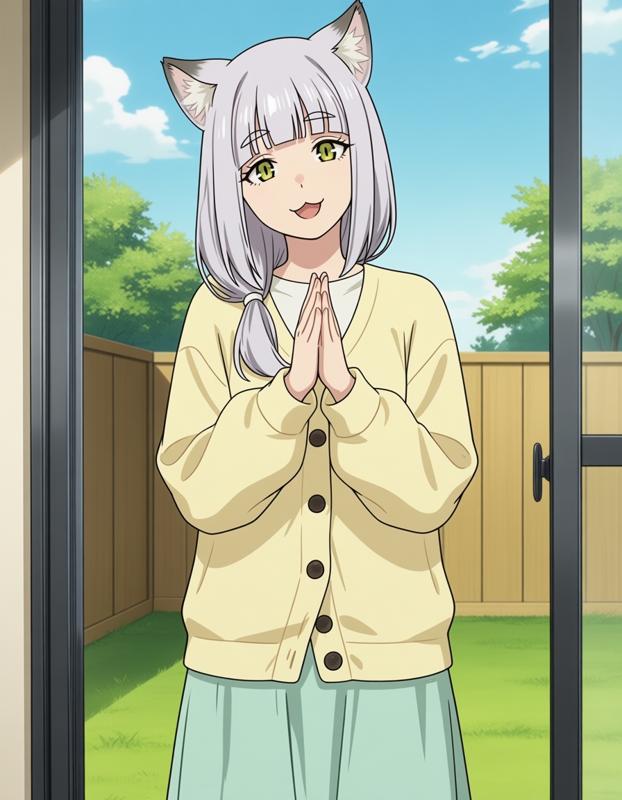 shizue satou (yani neko),  medium hair,  grey hair on Tensor.Art