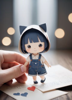 An adorable representation of a paper cut-out figure,exuding charm and cuteness. The art form takes inspiration from the whimsical world of comics,portraying the endearing simplicity of a paper character. With its minimalistic design and playful expression,the paper cut-out person captures the hearts of viewers. The overall image radiates a sense of joy and innocence,inviting viewers to appreciate the delightful appeal of this lovable paper creation,cinematic photo,cinematic light,film,depth of field,blurry background,bokeh,gloom,