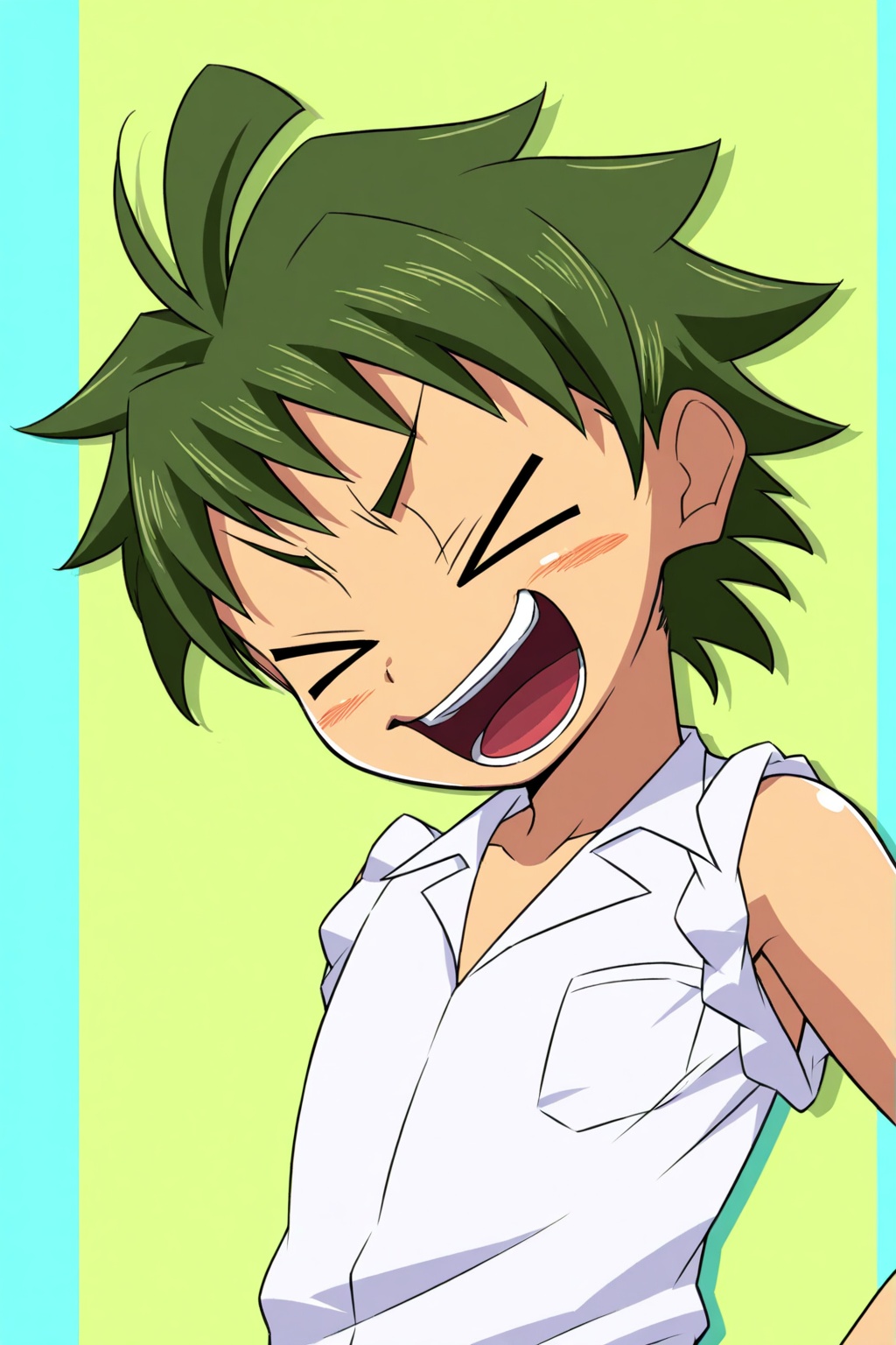 aocun,  green hair,  short hair on Tensor.Art