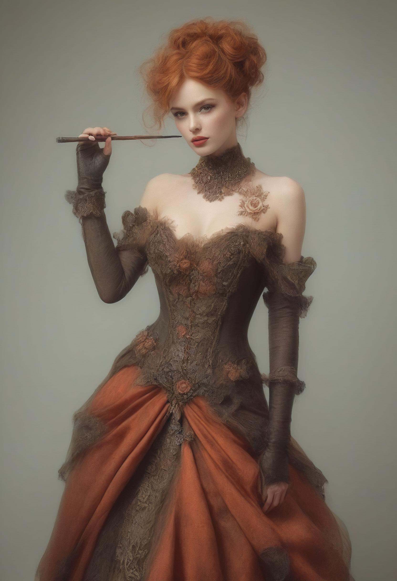 A Bright and vibrant capture photorealistic surreal portrait of an elegant woman with porcelain skin,  standing nonchalant...
