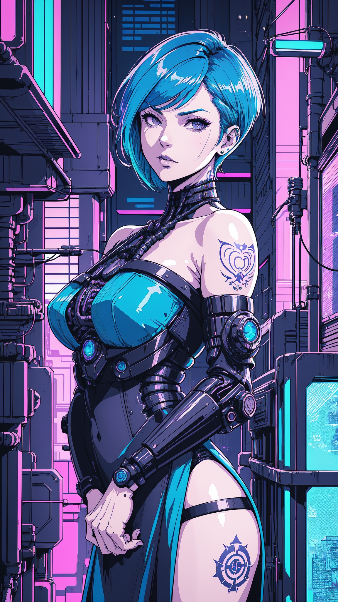 short hair,  Electric blue hair:1.1,  portrait on Tensor.Art