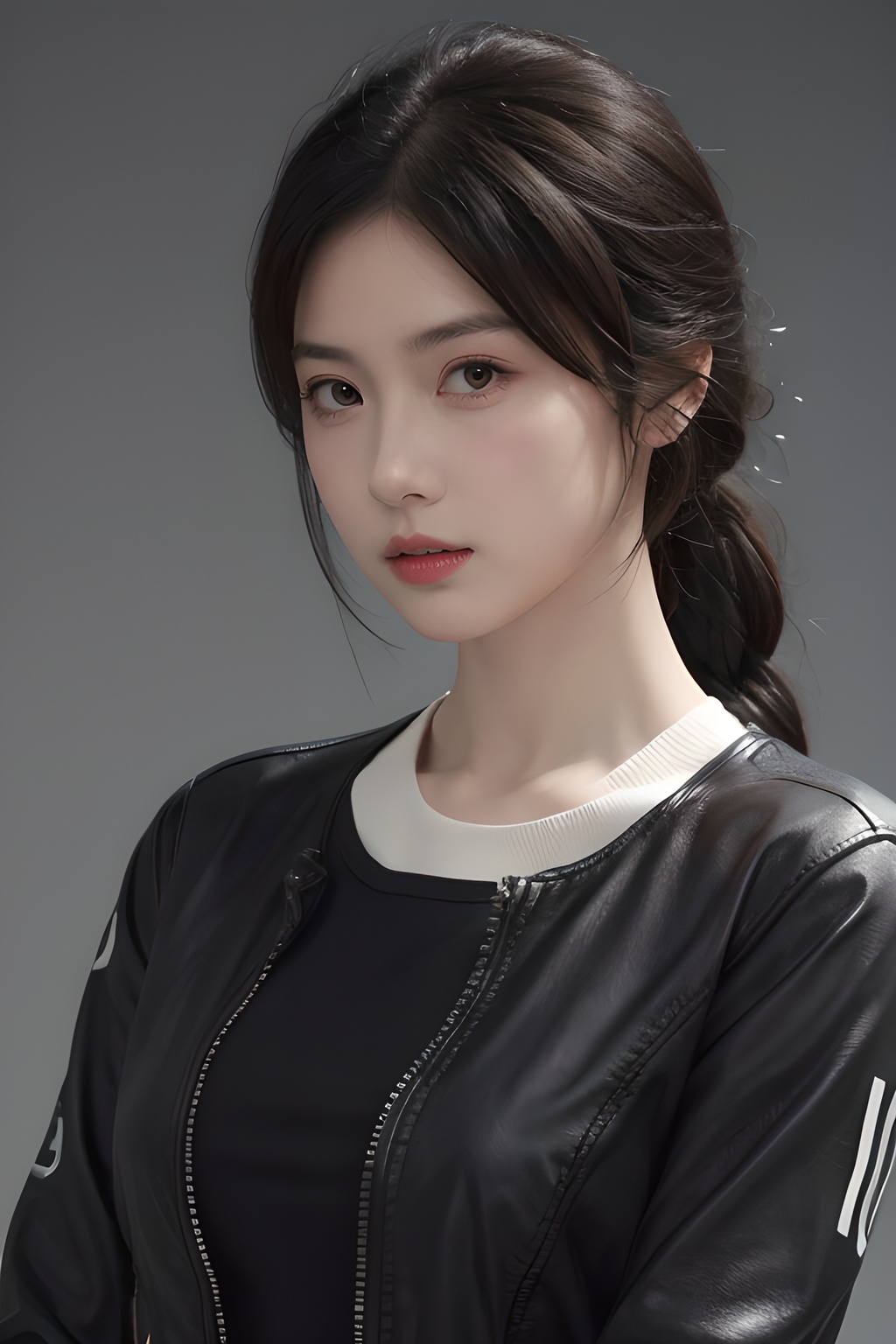 <lora:0807_08:0.7>,simple background,biker_clothes,, 1girl,realistic,masterpiece, best quality, photorealistic, HDR,detail