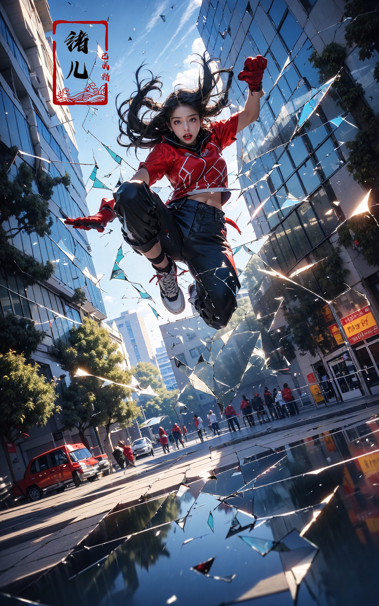 jumping,  midair, on Tensor.Art