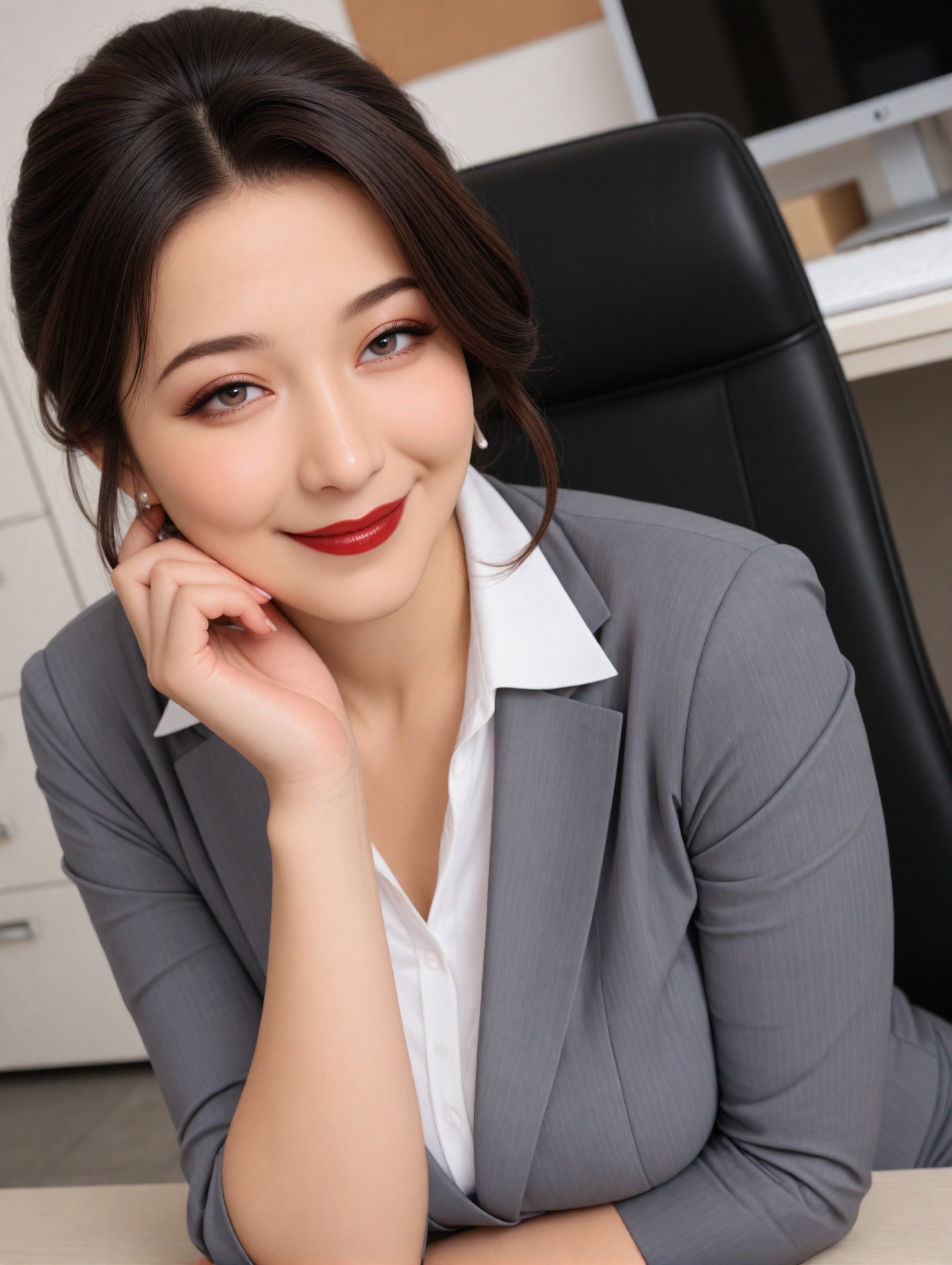 solo,  smile,  red lips on Tensor.Art