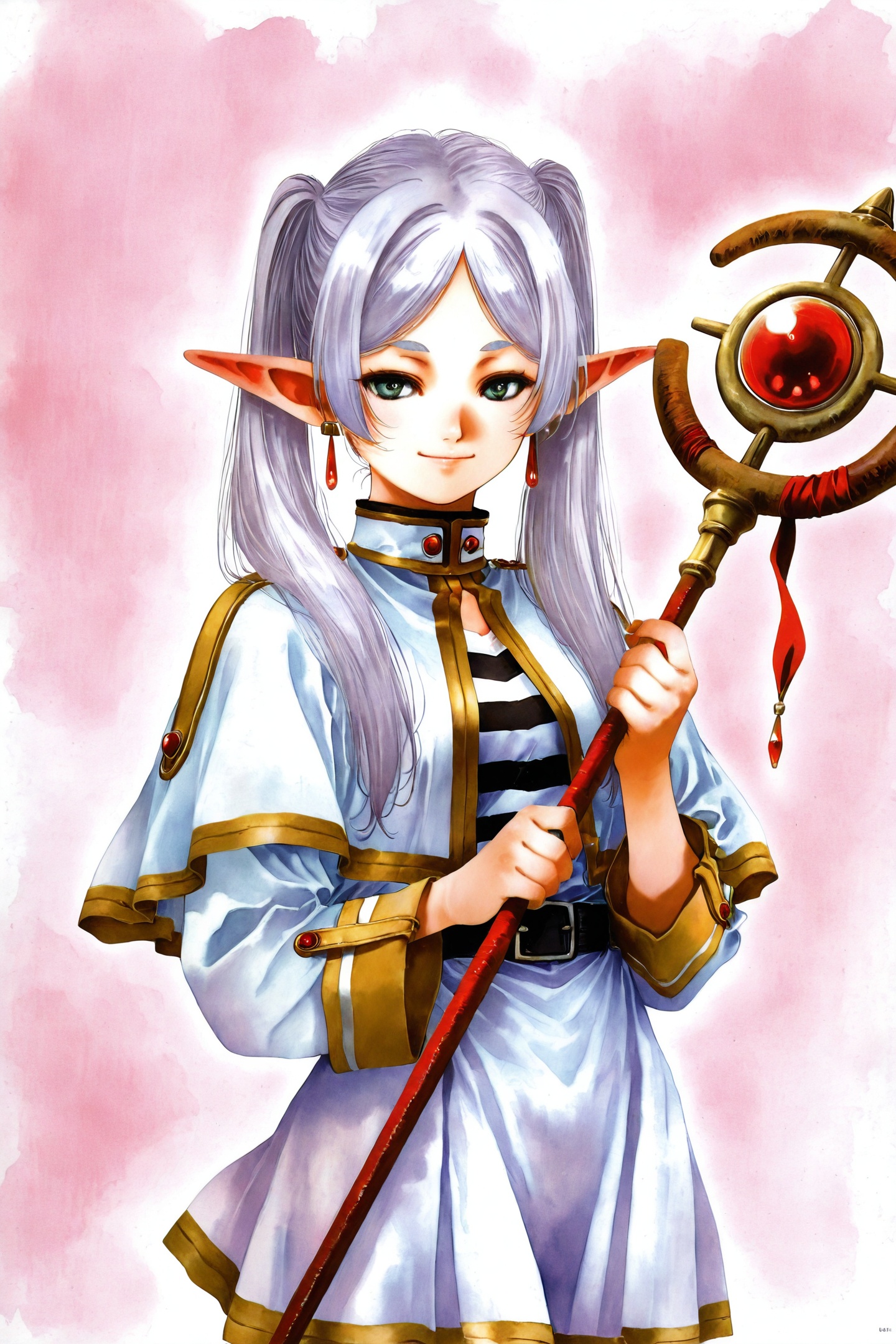 Haruhiko Mikimoto Style,  1girl,  frieren on Tensor.Art