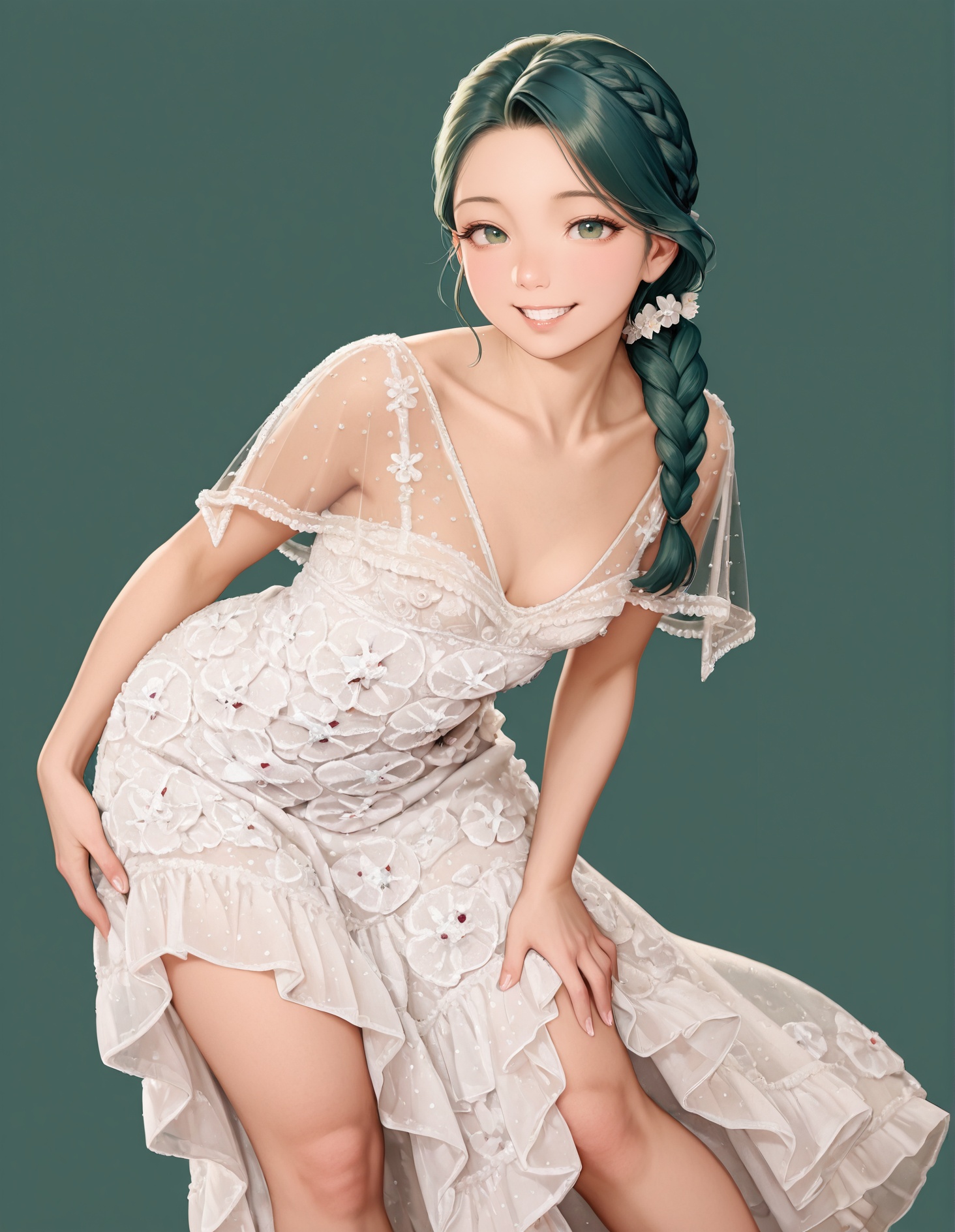 white dress,  see-through capelet,  rhinestone on Tensor.Art