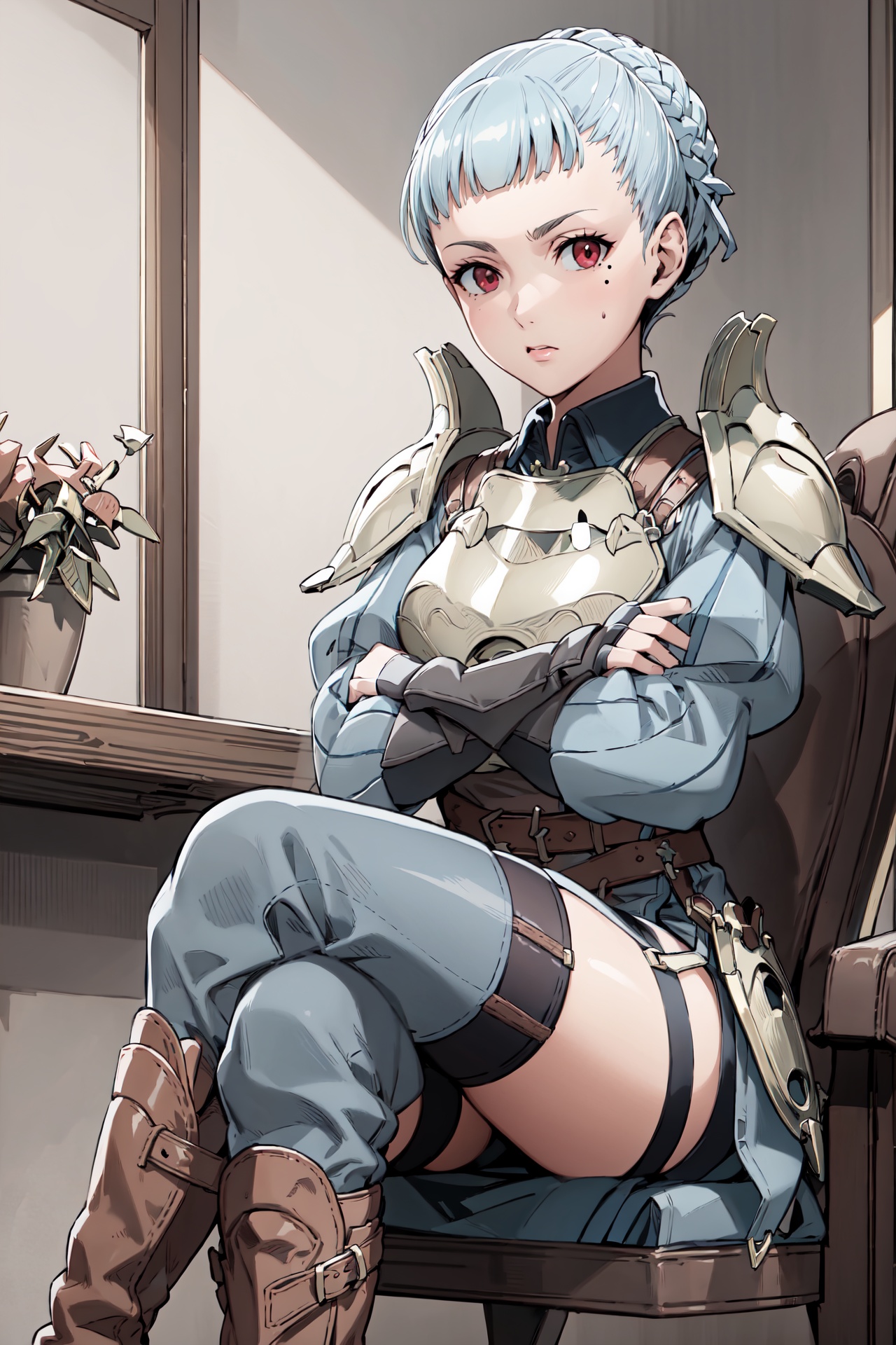 crossed arms,  crossed legs,  sitting the chair on Tensor.Art