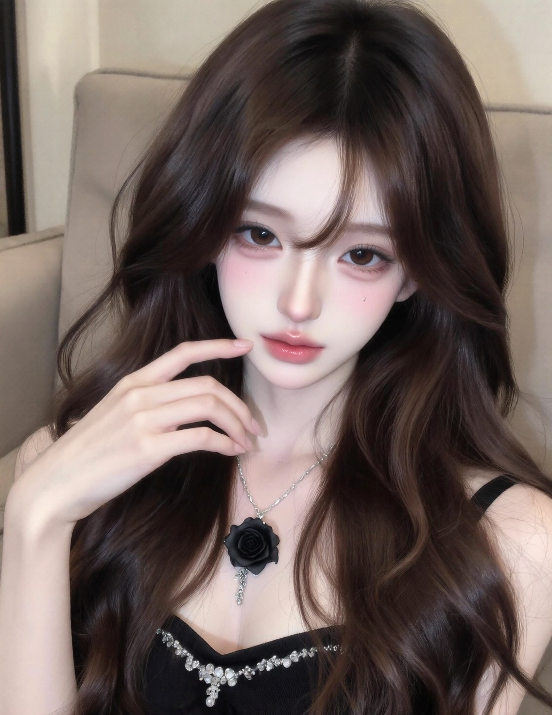 DQ,  画面展示了一位年轻女性的半身特写,  整体风格极具唯美感 on Tensor.Art