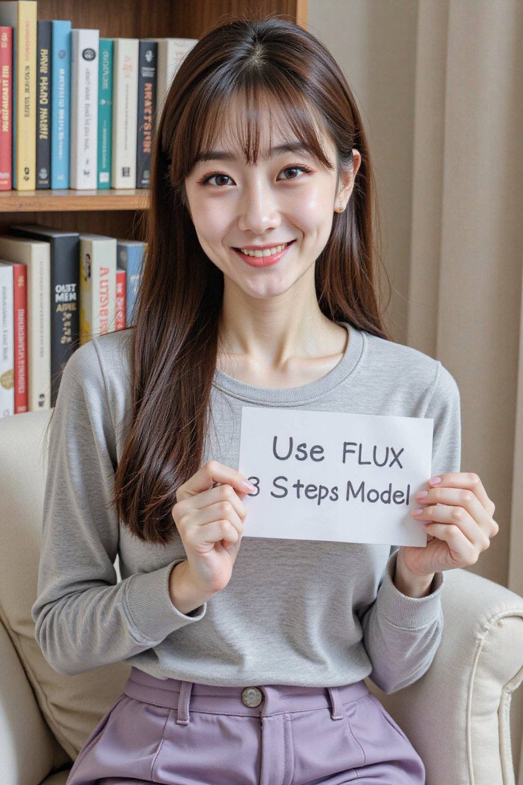 This photograph features an East Asian woman with long,  straight,  dark brown hair and bangs on Tensor.Art