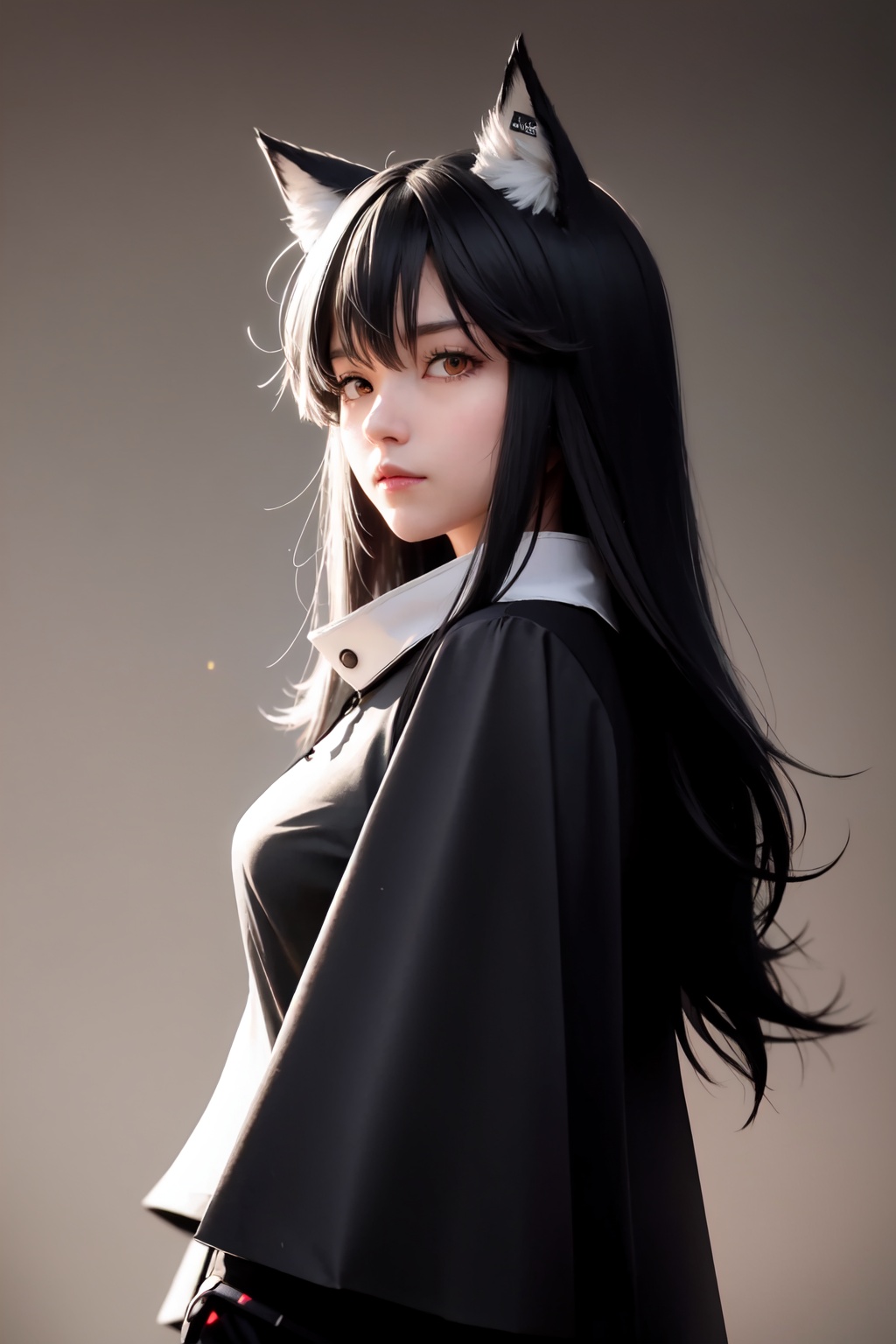 texas_(arknights),wolf_girl,simple_background,animal_ear_fluff,long_sleeves,closed_mouth,1girl,solo,looking_at_viewer<lora:texas_(arknights):1>,simple background,white backgroundmasterpiece,best quality, highly detailed, 