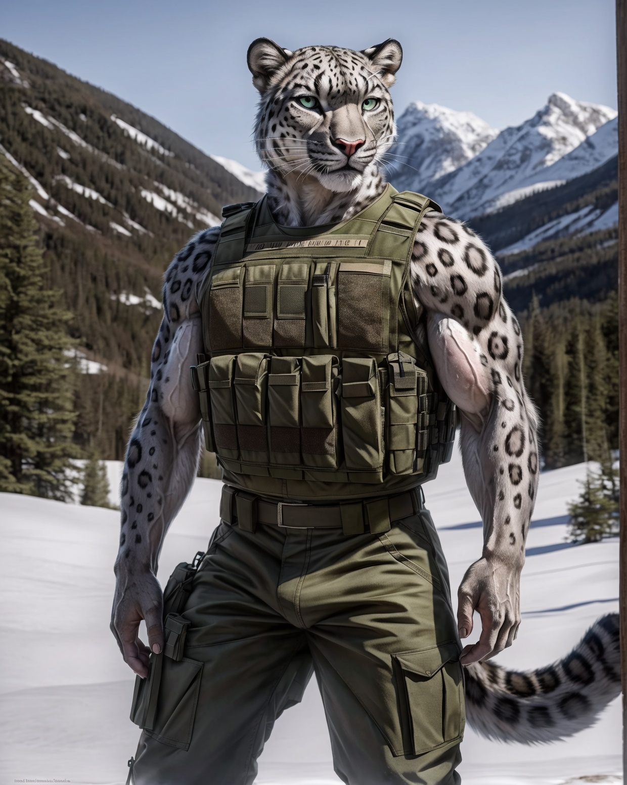 anthro,  snow leopard,  solo on Tensor.Art