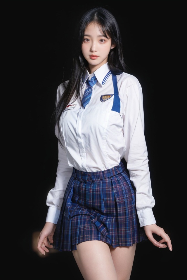 best quality,masterpiece,ultra high res,1girl,looking at viewer,pure color background,huge breasts,<lora:epicxin_lora:1>,school_uniform,