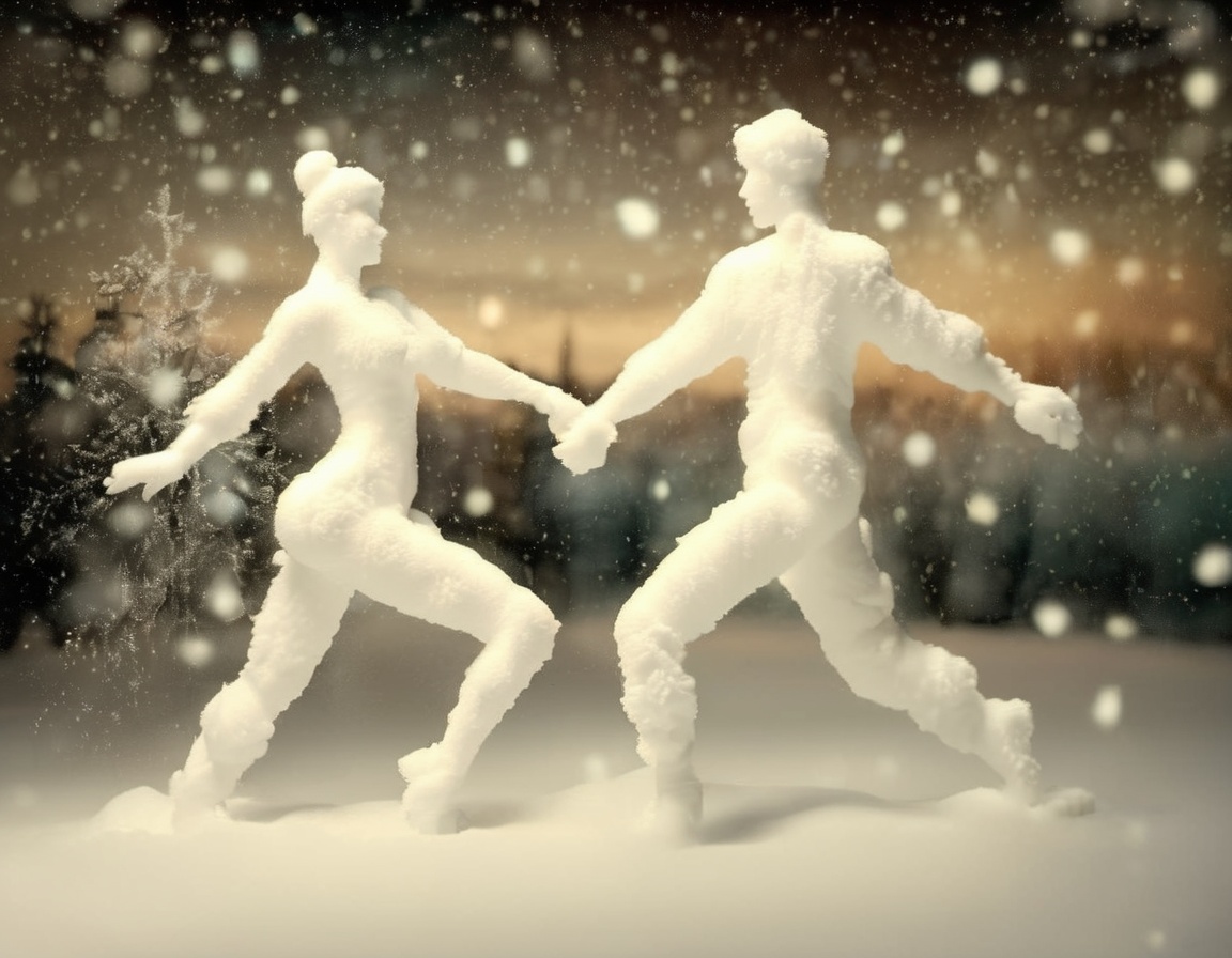 photo of a dancing man and woman made of snow,  cinematic nightly,  christmas on Tensor.Art